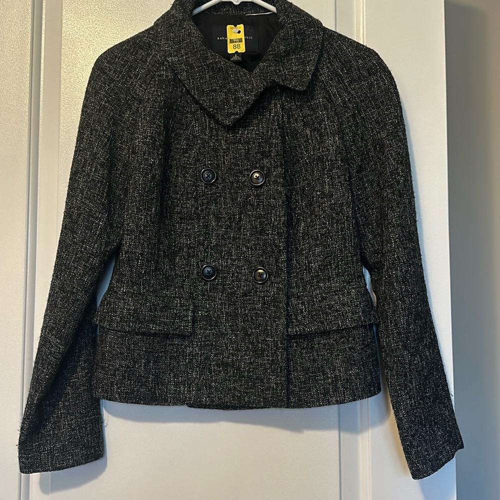 Black tweed blazer by Banana Republic